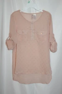 Japana Mädchen Shirt Rosa Pfirsich Schere Riegelärmel High Low Shear Top Größe 8 - Bild 1 von 12