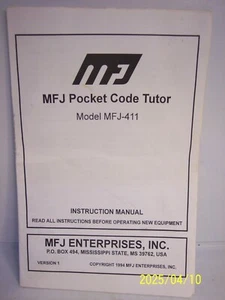 MFJ-411 Pocket Code Tutor Instruction Manual - Zdjęcie 1 z 1