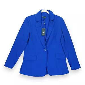 Neu mit Etikett Adrianna Papell satter royalblauer Blazer einfarbig Luftstrom gefüttert Größe M UVP 129 $ - Bild 1 von 7