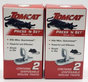 Tomcat 2PK Press 'N Set Ratón Trampa con Resorte para Interior Exterior - 4 Trampas - Imagen 1 de 5