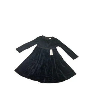NWOT Maggie & Zoe Girls Black Velour Dress Collared Size 6 - Picture 1 of 3