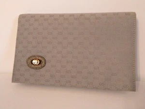 VINTAGE GUCCI PORTFOLIO DOCUMENT HOLDER Clutch Bag - Grey Micro GG Logo Pattern - Picture 1 of 7