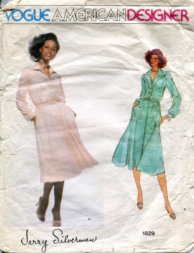 Vogue Pattern 1829 Jerry Silverman Misses' Shirt Dress, Sz 12 (Bust 34 ...