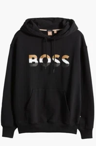 BOSS Gender Inclusive Econy 2 Cotton Logo Graphic Hoodie Mens X-Large, BLACK - Picture 1 of 6