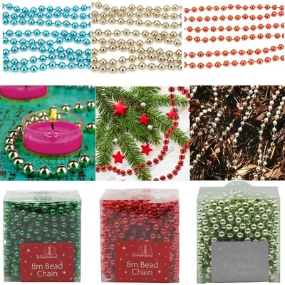 Xmas Bead Chain Garland Pearl String Spool Rope Birthday Wedding Party Decor - Image 1 of 2