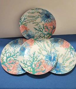 Juego de 4 platos de cena interiores/exterior para el hogar de melamina arrecife de coral Sigrid Olsen conjunto de 4 nuevos - Imagen 1 de 9