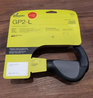 Ergon GP2-L Gripshift Grips for Hybrid/MTB Handlebars - Large, Black/Gray - Image 1 of 4