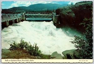 Postcard Idaho Post Falls on Spokane River Washington Water Power Dam Spillway - Picture 1 of 2