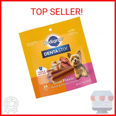 PEDIGREE DENTASTIX Dual Flavor Small Dog Dental Treats, Bacon & Chicken Flavors - Image 1 of 2