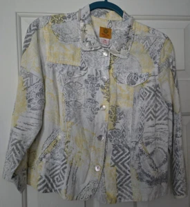 Ruby Rd Size 12P Button-Front Jacket White/Yellow/Gray-SEE DESCRIPTION! - Picture 1 of 3