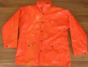 Vintage 90s Duck Bay Bright Orange Hooded Fleece Lined Hunting Jacket L - Picture 1 of 6