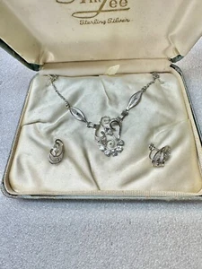AM Sterling Silver Boxed set Necklace & Earrings In Original Box - Picture 1 of 14