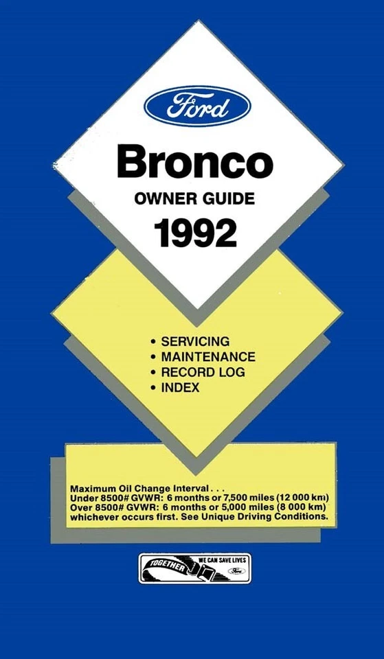 1992 Ford Bronco Owners Manual User Guide - Изображение 1 из 1
