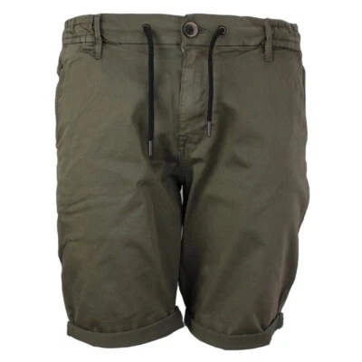 No Excess Hombre Chino Short Sport Garment Dyed Sarga Stretch Verde Liso 158 - Imagen 1 de 4