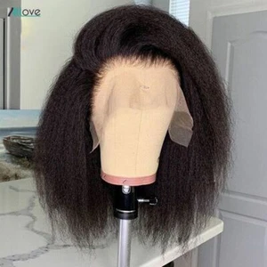 Kinky Straight Lace Front Wigs Transparent For Women Short Bob Lace Closure Wigs - Bild 1 von 9