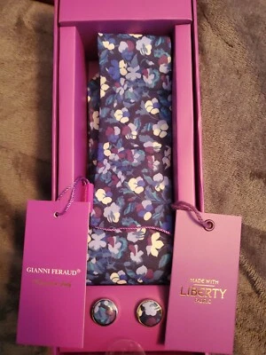 Gianni Feraud Collection Sarah Floral Tie & Cuff Link Gift Set NEW IN BOX - Image 1 of 4