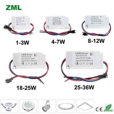 LED Driver power supply 1-3W 4-7W 8-12W 12-18W 36W 300mA AC-DC Transformator - Image 1 of 4