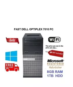 Dell OptiPlex 7010 MT Quad Core Windows 10 Office PC i5 3.20GHz 8GB RAM 1TB HDD - Picture 1 of 6