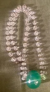 Donatella Pellini Necklace Crystal Beads W/ Green Resin Ball Vtg Rare Find - Picture 1 of 7