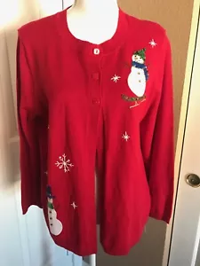 Women’s Mercer Street Studio Red Snowmen Christmas Sweater Size Large - Picture 1 of 5