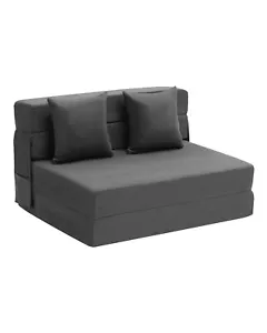 VEVOR Folding Sofa Bed 3-in-1 Foldable Couch Bed with 2 Pillows Dark Grey Twin - Picture 1 of 12
