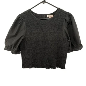 Mauby Gr. 1X schwarzes Blusentop NEU gesmokte Puffärmel Baumwolle - Bild 1 von 3