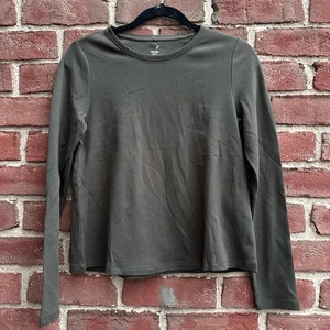 Eileen Fisher Organic Cotton Jersey Long-Sleeve Tee Olive XXS - Picture 1 of 6