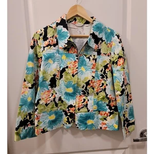 Erin London floral zip front abstract vintage jacket - Picture 1 of 8