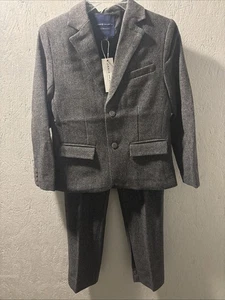Traje Janie & Jack Gris Espiga Niño 2 Piezas Talla 8 Nuevo Con Etiquetas - Imagen 1 de 6