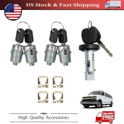 Цилиндры зажигания и 4-дверного замка для Chevy Express Van 2010-2014 с 6 ключами - Изображение 1 из 4