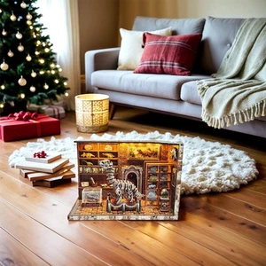 3D Wooden Puzzles For Adults, DIY Miniature Dollh Kit Nook Book ouse, G2O4 - Picture 1 of 9