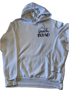 Bella Canvass Fleece Collection Hoodie “Beach Bound” White W/ Pouch Medium READ - Picture 1 of 10