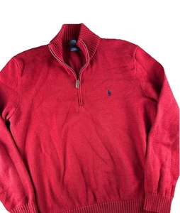 Polo Ralph Lauren 1/4 Zip Herren Large Rot Pullover Pulli Mockneck - Bild 1 von 8