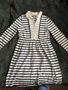 SOMERSET by ALICE TEMPERLEY - MARINEBLAU CREMEFARBENES 2-IN-1 GESTREIFTES KLEID - UK 12 SEHR GUTER ZUSTAND - Bild 1 von 5