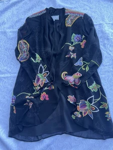 Vintage DOROTHY SCHOELEN PLATINUM Jacket Sz S Lightweight Sheer Floral Women's - Picture 1 of 10