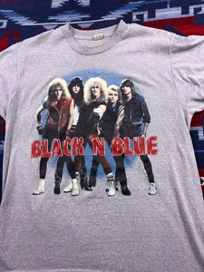 VTG Black 'N Blue World Tour 1984 T Shirt 80s Heavy Metal Rock Band KISS XL - Picture 1 of 10