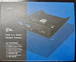 CSL USB 3.2 GEN 1 Front Panel: 3.5" Internal, 2 USB A, 1 USB C, Microsoft SD, SD - Bild 1 von 3