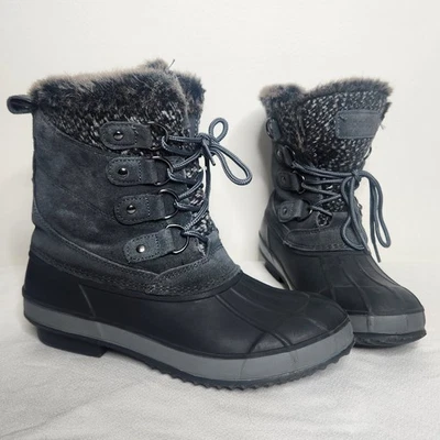 Botas de nieve SPORTO Shasta gris gamuza impermeables piel sintética pato para mujer 8 Foto 1 de 4
