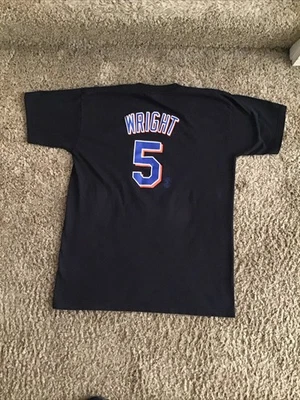 VINTAGE MAJESTIC NEW YORK METS DAVID WRIGHT SHIRT BLACK JERSEY Sz XL  Fits Lrg - Image 1 of 3