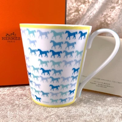 Hermes Paris Mug Cup Porcelain Cavalcolor Horse Porcelain Tableware w/Case - Image 1 of 4