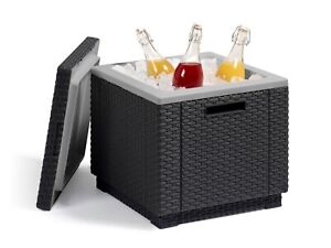 Allibert ICE Cube anthrazit, Kühlbox, Beistelltisch, Deckel abnehmbar, Outdoor 