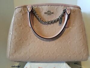 Coach F55451 Signature Debossed Patent Leather Small Margot Carryall - SV/Blush