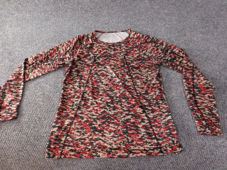 Blusa Anne Klein Mujer Mediana Roja Geométrica Elástica Deportiva Top Clásico Foto 1 de 4