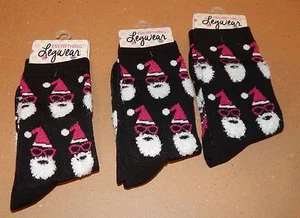 Christmas Everything Legwear Novelty Socks Girls Size 9 to 3 3pr Cool Santa 27E - Picture 1 of 4