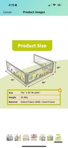 Baby Bed Rail Guard, 3 Sides, Adjustable Height, Safety for Toddlers, 78.8"x59" - Picture 1 of 4