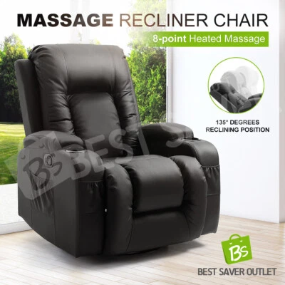 Electric Massage Chair Recliner Sofa Rocking 360° Swivel Heated Seat Black New - image 1 of 4