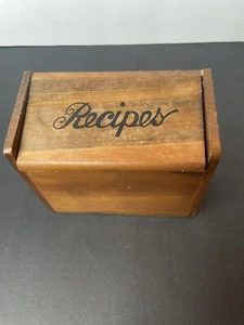 Caja de recetas de madera vintage primitiva colgante de pared o encimera rústica rural - Imagen 1 de 12