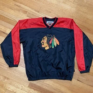 NHL L Chicago Blackhawks Vintage Pullover Windbreaker Jacke Hockey Fan Gear Sm - Bild 1 von 6
