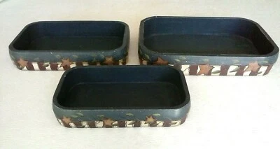 New 3 Nesting Primitive Folk Art Patriotic Trays - Image 1 of 4