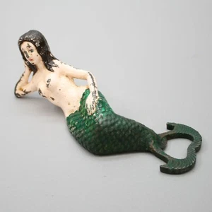 Vintage Cast Iron Naked Lady Topless Mermaid Woman Beer Bottle Top Opener Boobs - Picture 1 of 7